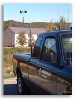 Vortex wind sensor attached to a truck